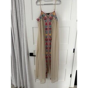 Boston Proper Perfect Vacation  Dress Size L embroidered beaded BoHo
